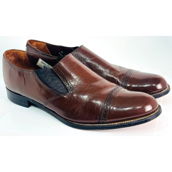 Stacy Adams Shoes Biscuit Brown Madison Loafer Leather 00017-02 Sz 13 D Cap Toe - Picture 2 of 12